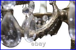 Vintage MCM Electric Brass Candelabra Crystal Prisms 5 Light Table Lamp