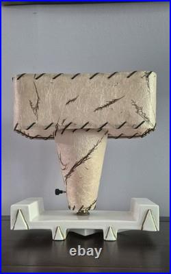 Vintage MCM Fiberglass Shade Table Lamp Dried Grass Botanical Atomic Mid Century