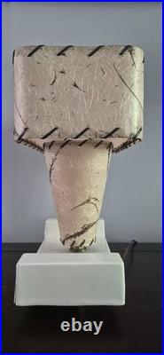 Vintage MCM Fiberglass Shade Table Lamp Dried Grass Botanical Atomic Mid Century