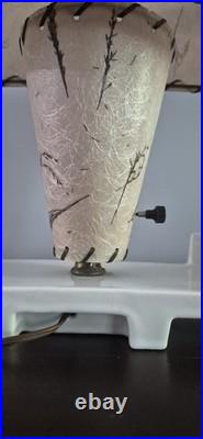 Vintage MCM Fiberglass Shade Table Lamp Dried Grass Botanical Atomic Mid Century