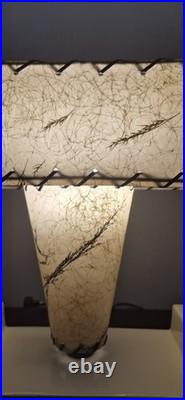 Vintage MCM Fiberglass Shade Table Lamp Dried Grass Botanical Atomic Mid Century