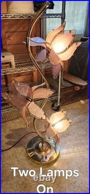 Vintage MCM Hollywood Regency Anthony Lotus Pink Floor/table Lamp