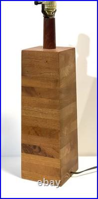 Vintage MCM Jane & Gordon Martz Stacked Walnut Table Lamp