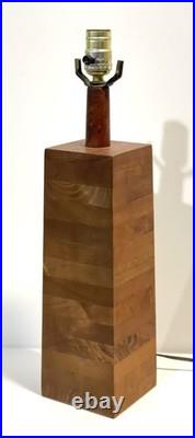Vintage MCM Jane & Gordon Martz Stacked Walnut Table Lamp