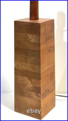 Vintage MCM Jane & Gordon Martz Stacked Walnut Table Lamp