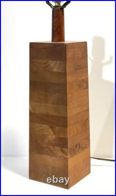 Vintage MCM Jane & Gordon Martz Stacked Walnut Table Lamp