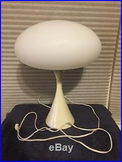 Vintage MCM Laurel Mushroom Lamp with Frosted Globe White Tulip Base