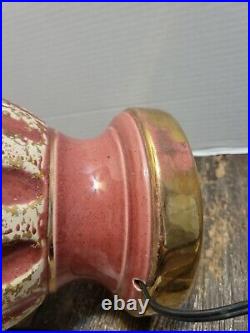 Vintage MCM Mid Century Ceramic Pink Gold Atomic Table Lamp Splatter Thumb Print