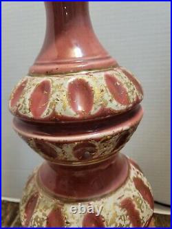 Vintage MCM Mid Century Ceramic Pink Gold Atomic Table Lamp Splatter Thumb Print
