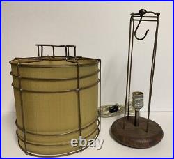 Vintage MCM Mid Century Lamp Table Lamp or Hanging Lamp Metal Fabric Wood WORKS