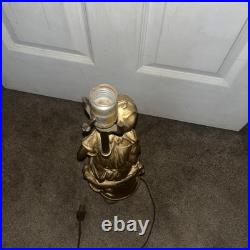 Vintage MCM Relic Art Lady Figural Gold Toned Table Lamp Peasant Girl Tested
