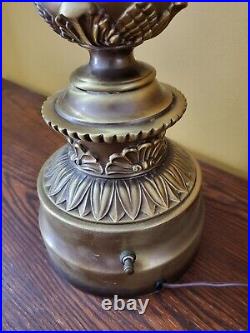 Vintage MCM Rembrandt Torchiere Table Lamp Antique Brass HOLLYWOOD Regency 38