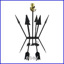 Vintage MCM Southwest Native Arrows Table Lamp Wrought Iron Art Deco