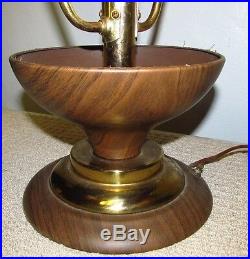 Vintage MCM/Spun/Retro/Tulip/Spaghetti/Fibreglass/4 Amber Globe Table Lamp J326