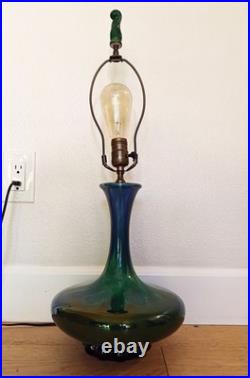 Vintage MCM Table Lamp Green/Teal Style of Royal Haeger