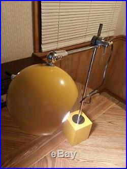 Vintage MCM Yellow Eyeball Orb adjustable desk lamp Atomic Mid Century Modern