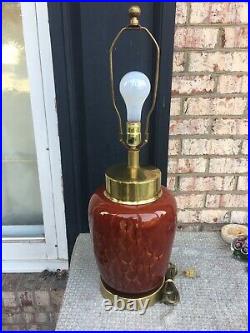 Vintage MID Century Frederick Cooper Table Lamp Burgandy Brown