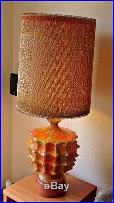 Vintage MID Century Modern Brutalist Lava Glaze Drip Table Lamp