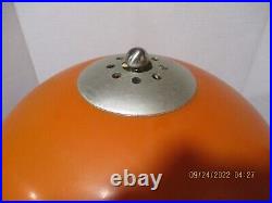 Vintage MID Century Modern Orange Dome Lamp Shade Table Lamp-vg Condition-works