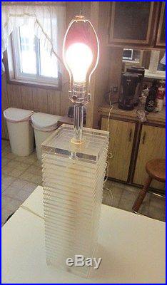Vintage MOD George Bullio Adjustable Block Clear Lucite Table Lamp