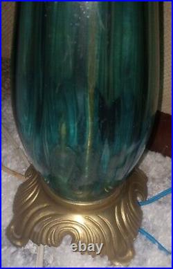 Vintage MURANO Blue Glass Table Lamp