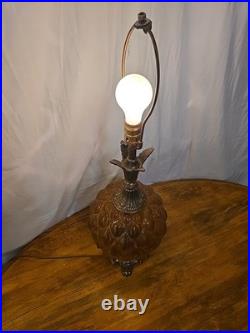 Vintage M. C. Co Brass And Amber Glass Table Lamp