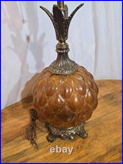 Vintage M. C. Co Brass And Amber Glass Table Lamp