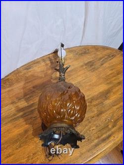 Vintage M. C. Co Brass And Amber Glass Table Lamp