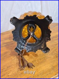 Vintage M. C. Co Brass And Amber Glass Table Lamp