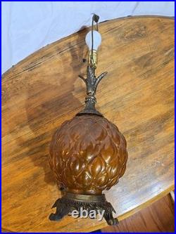 Vintage M. C. Co Brass And Amber Glass Table Lamp