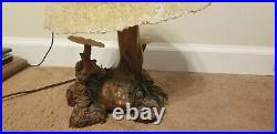 Vintage Magic Mushroom Lamp, 14 Burl Wood & Faux Coral Table Lamp, Nature