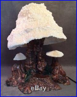 Vintage Magic Mushroom Lamp Company Los Angeles CA Table Lamp Coral Burl Look