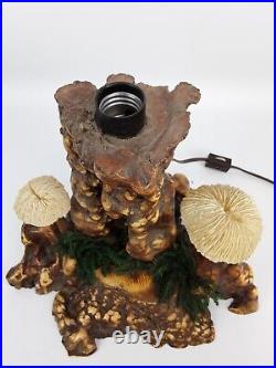 Vintage Magic Mushroom Lamp Faux Coral Burl Wood Tree Table Light unique decor