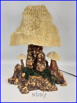 Vintage Magic Mushroom Lamp Faux Coral Burl Wood Tree Table Light unique decor