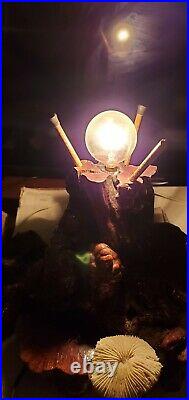 Vintage Magic Mushroom Lamp MCM Wood Psychedelic Retro Light