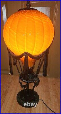 Vintage Maitland Smith Bronce Penshell Hot Air Balloon Table Lamp