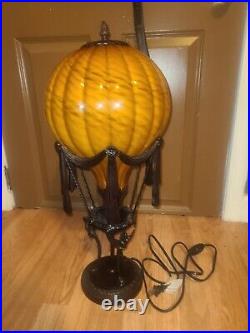 Vintage Maitland Smith Bronce Penshell Hot Air Balloon Table Lamp