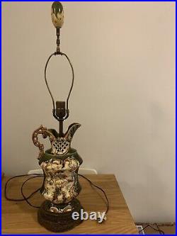 Vintage Majolica Table Lamp