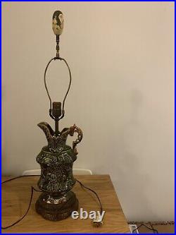 Vintage Majolica Table Lamp