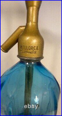 Vintage Mallorca Blue Glass Corded Electric Table Seltzer Lamp