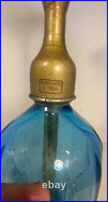 Vintage Mallorca Blue Glass Corded Electric Table Seltzer Lamp
