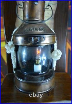 Vintage Masthead Nautical Theme Table Lamp Pirate Map Flicker Light Works