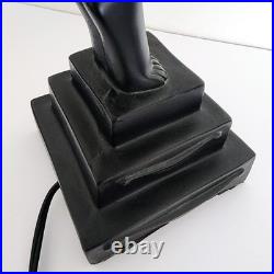 Vintage Max Le Verrier Reproduction Art Deco Female Sculpture Holding Globe Lamp