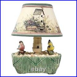 Vintage McCoy TV Table Lamp Two Hand Painted Birds With Shade USA RARE