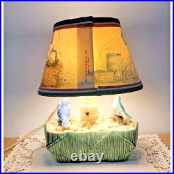 Vintage McCoy TV Table Lamp Two Hand Painted Birds With Shade USA RARE