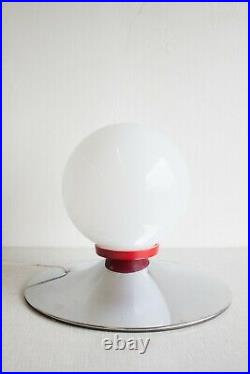Vintage Meblo Table Floor Lamp / 70s White Glass Sphere Chrome Lamp / Space Age