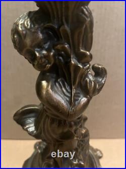 Vintage Metal Cherub Angel Table Lamp 28 Tall 200704 PT 70082 GREAT QUALITY