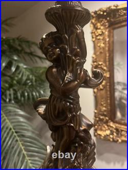Vintage Metal Cherub Angel Table Lamp 28 Tall 200704 PT 70082 GREAT QUALITY