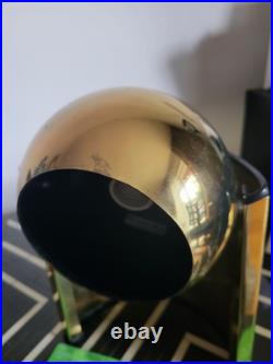Vintage Metal Orb Space Age Atomic eyeball Table Lamp Light gold MCM 1970's