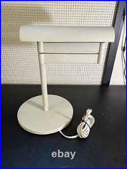 Vintage Metal Swing Arm Table Lamp Walter von Nessen Style Off White Heavy Base